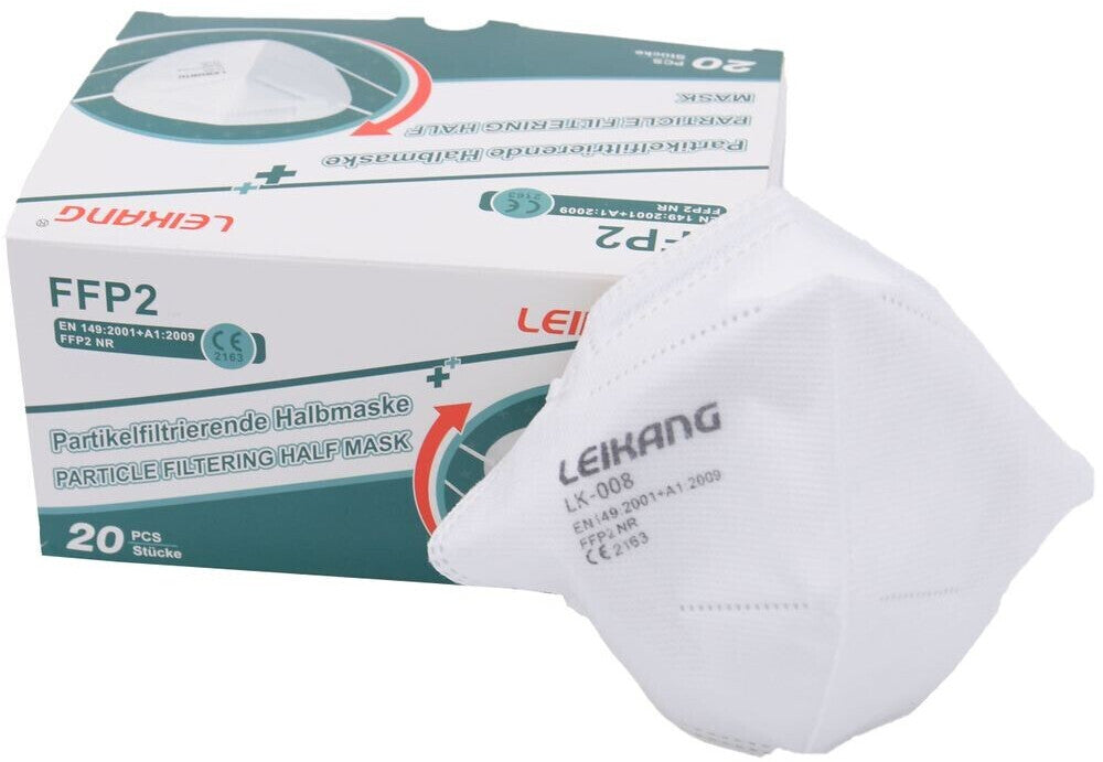 FFP2 Atemschutzmaske einzeln verpackt Leikang - CE-verifiziert - weiß