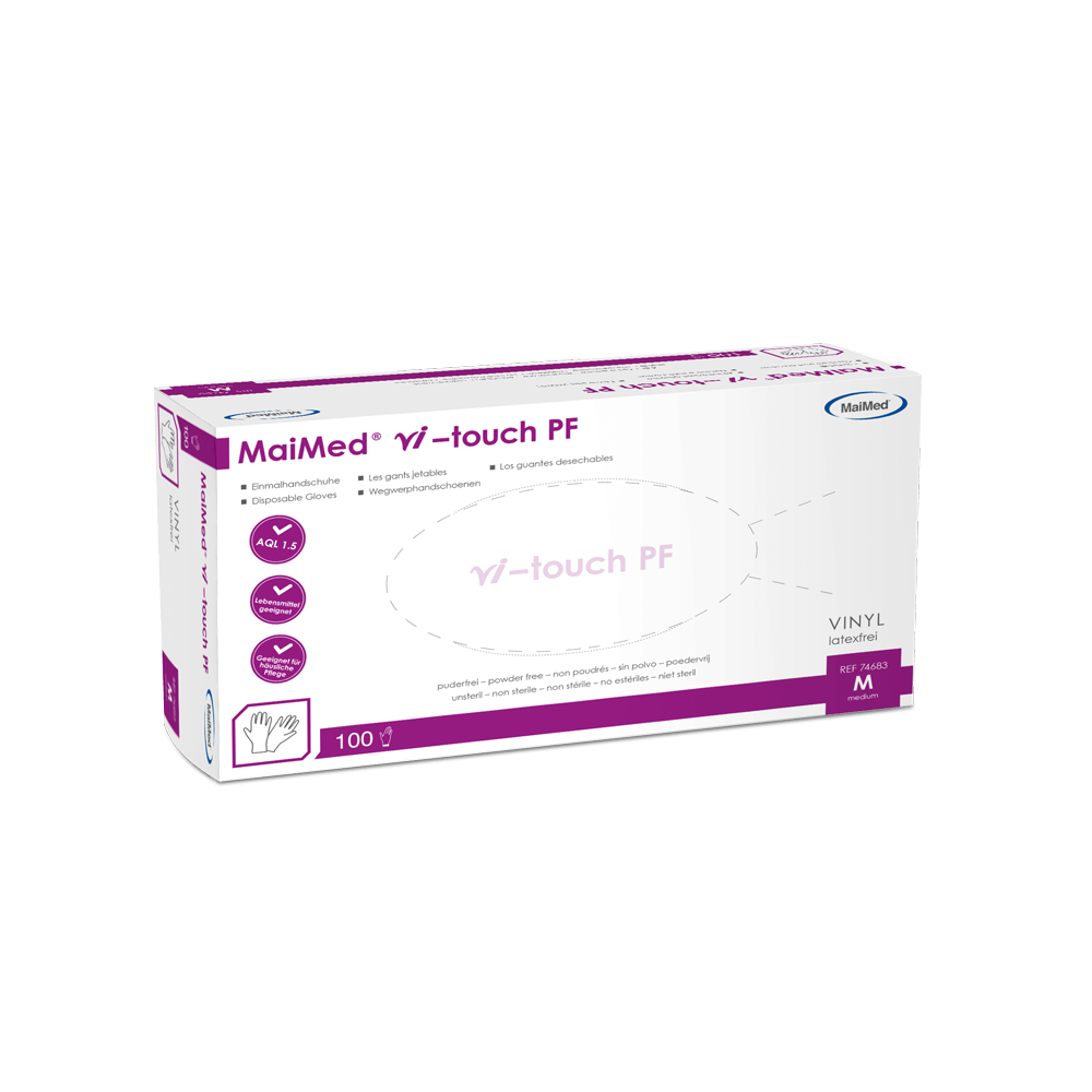 MaiMed® vi–touch PF - Vinyl Handschuhe - puderfrei - latexfrei - transparent - 100 Stück