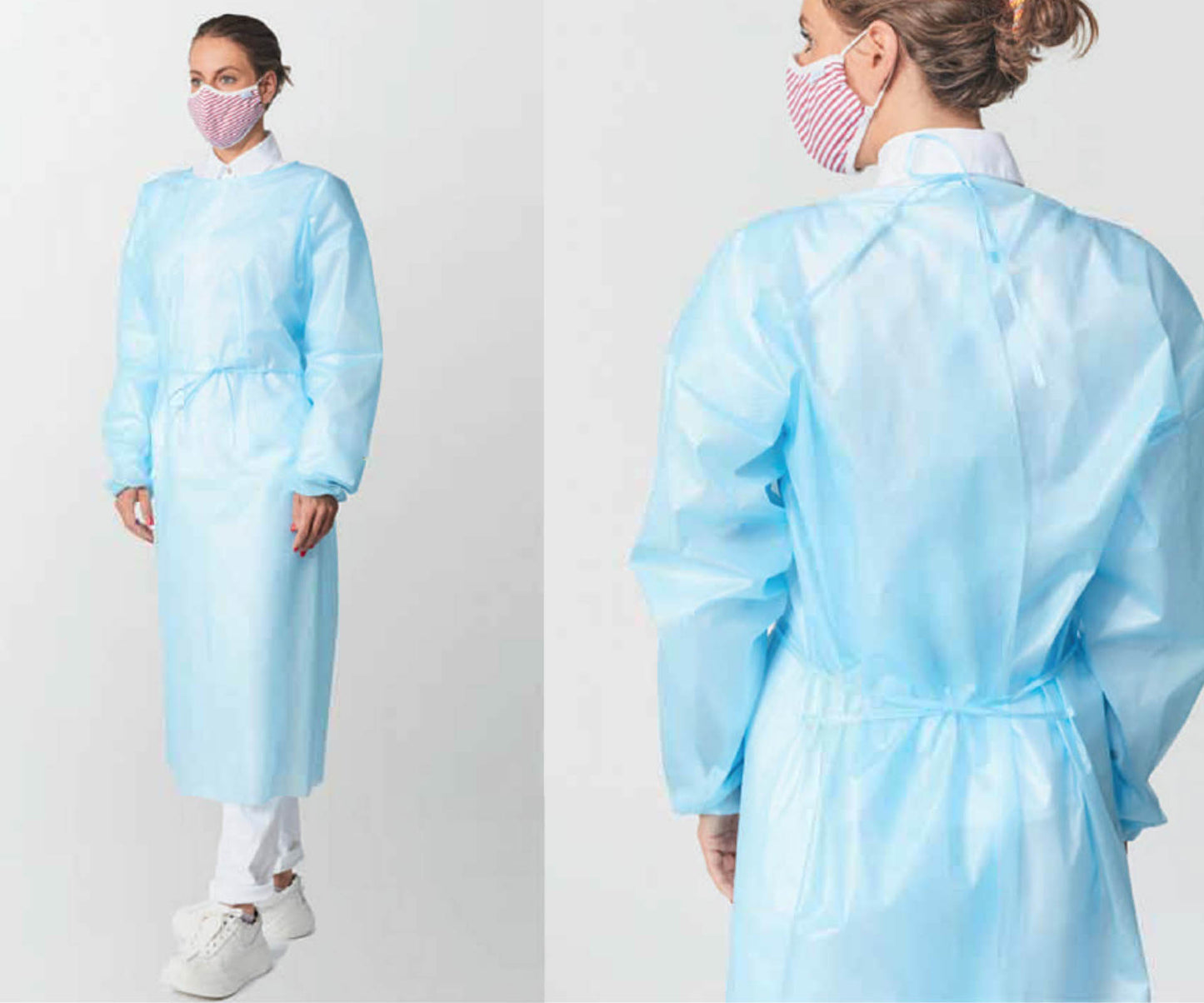 10x Infektionsschutzkittel PP/PE Vlieskittel mit Bündchen - 1,18€* / Kittel 40g - EN14126 - Blut- und Virendicht ( made in Germany )