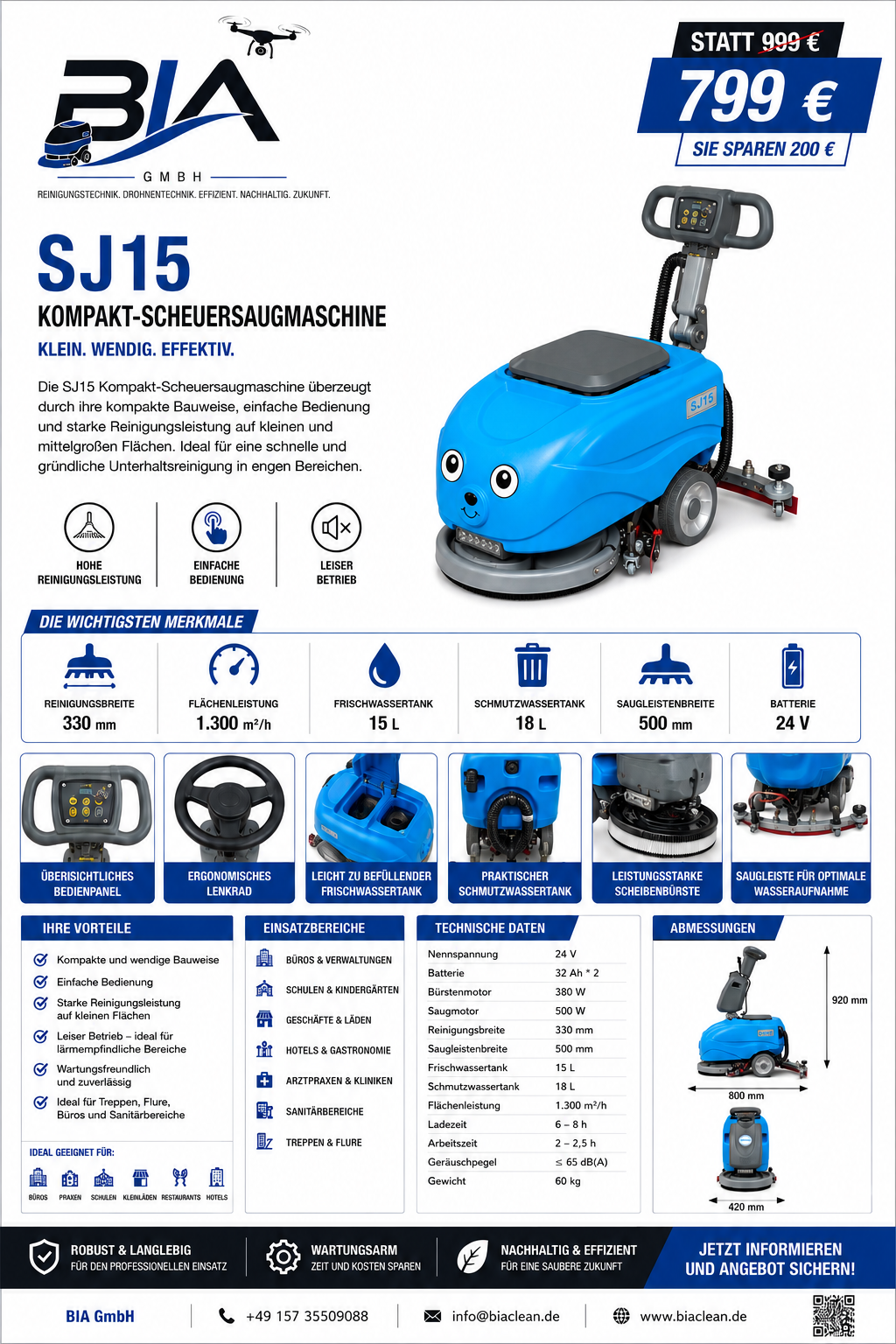 BIA Clean SJ15 Kompakt-Scheuersaugmaschine