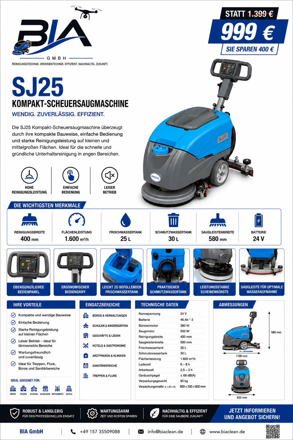 BIA Clean SJ25 Kompakt-Scheuersaugmaschine