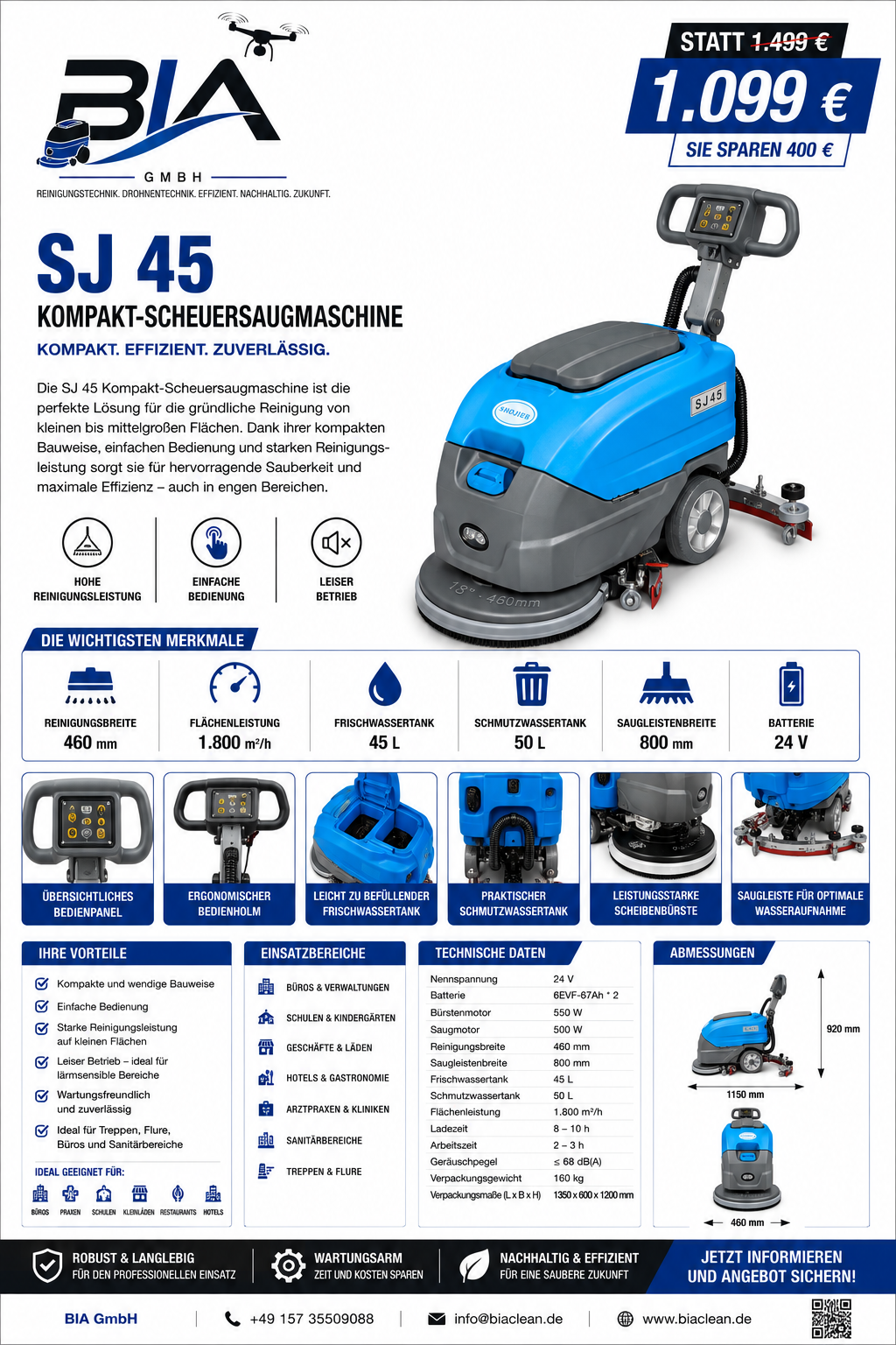 BIA Clean SJ45 Kompakt-Scheuersaugmaschine
