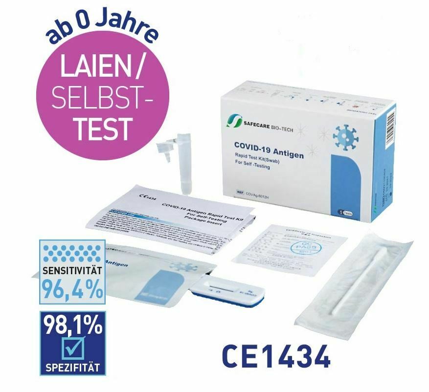 Safecare Bio-Tech Covid-19 Antigen Schnelltest ( Laientest ) 5er Set - OMIKRON BA.05 - 0,29€* / Test - sofort lieferbar