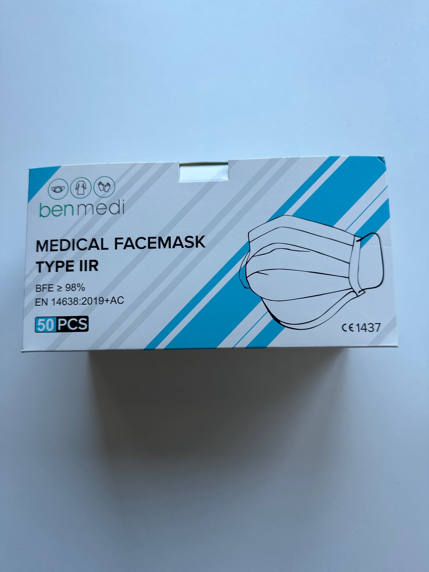 0,01€  - CE Type IIR - medizinische chirurgische OP-Maske in 3 Farben erhältlich blau/schwarz/weiß - EN14683:2019+AC:2019