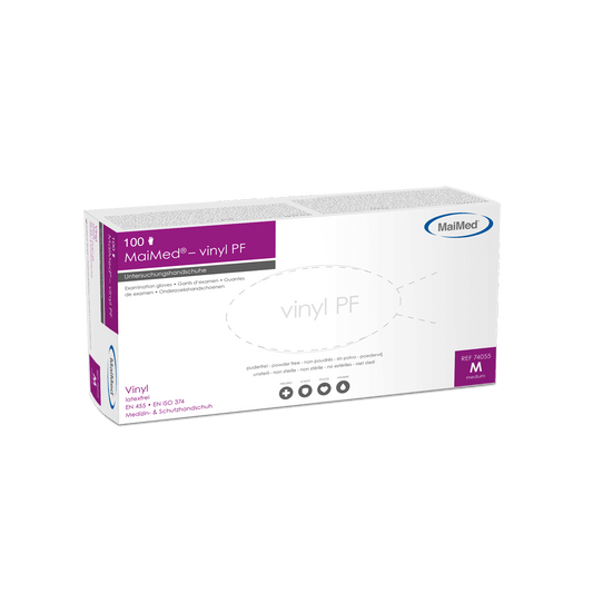 MaiMed® – vinyl PF - Vinyl Handschuhe - puderfrei - latexfrei - transparent - 100 Stück