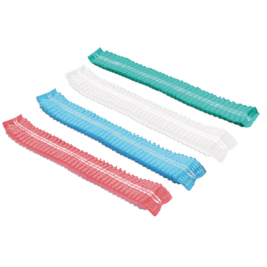 MaiMed® – Cap K - Klipphauben - Haarnetze - blau / weiß / rot / grün - 100 Stück