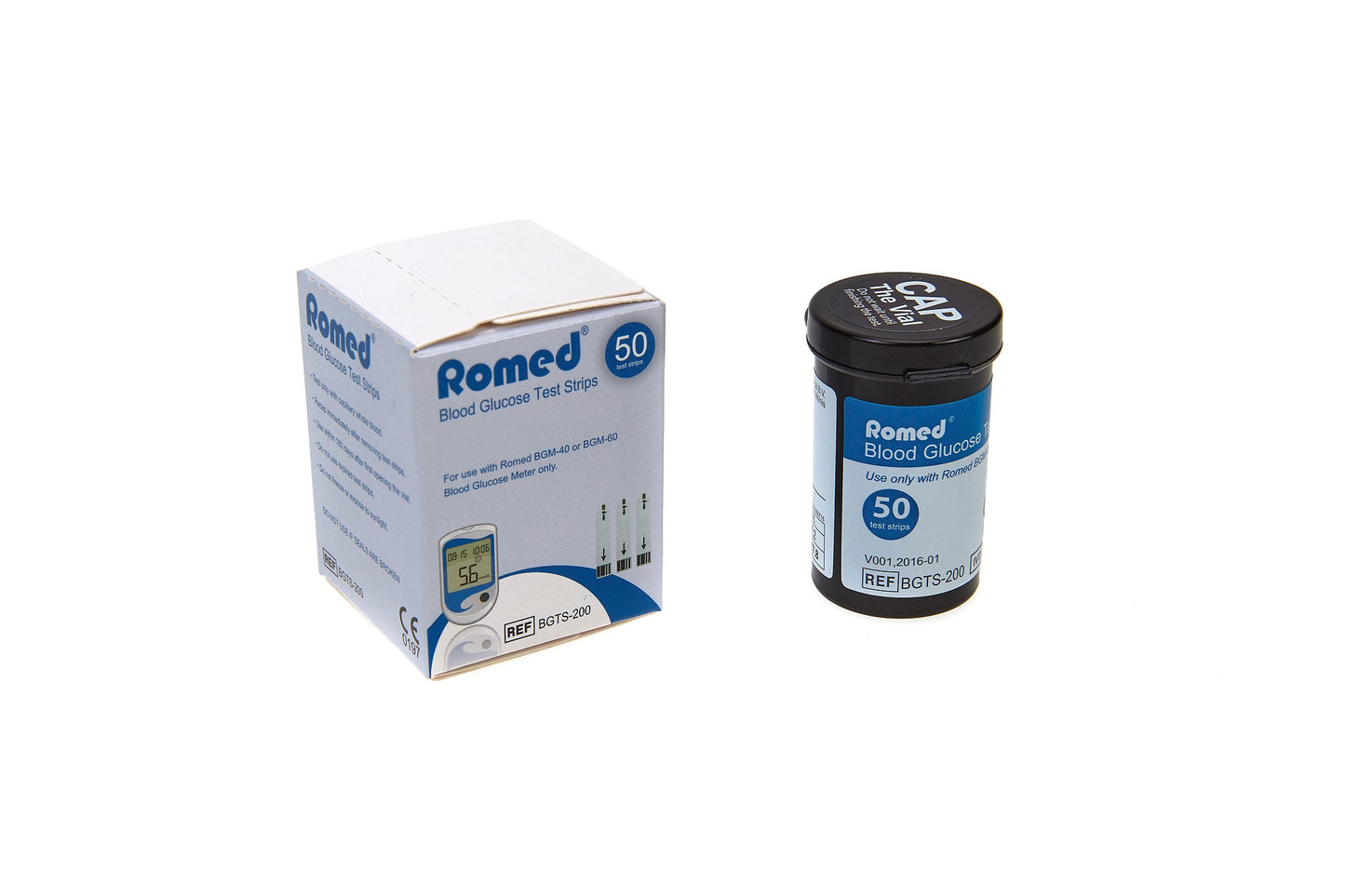 Romed - Blutzucker Teststreifenbox - Teststreifen für Diabetes - 50 Stück