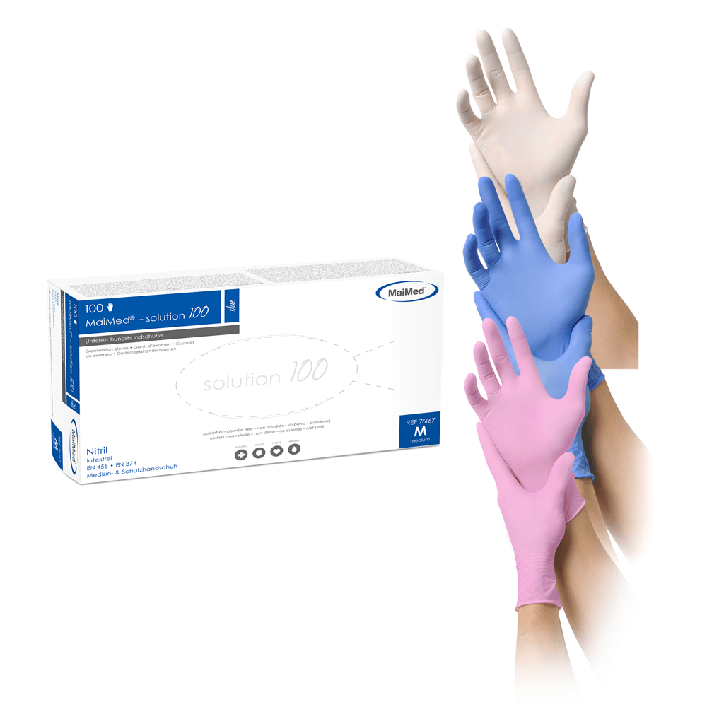 Maimed Nitril Handschuhe puderfrei - 100 Stück - weiß